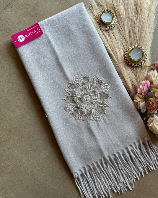 Patched organza flower stole