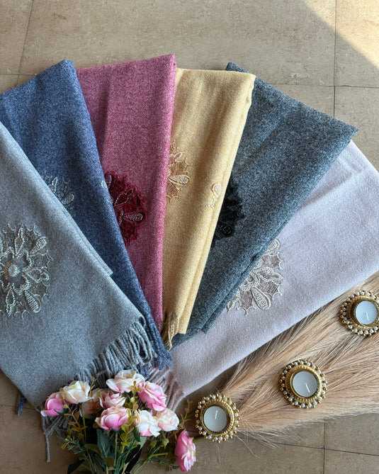 Patched organza flower stole