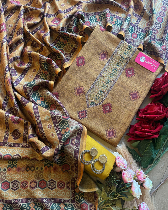 Patola print highlighted spun suit set