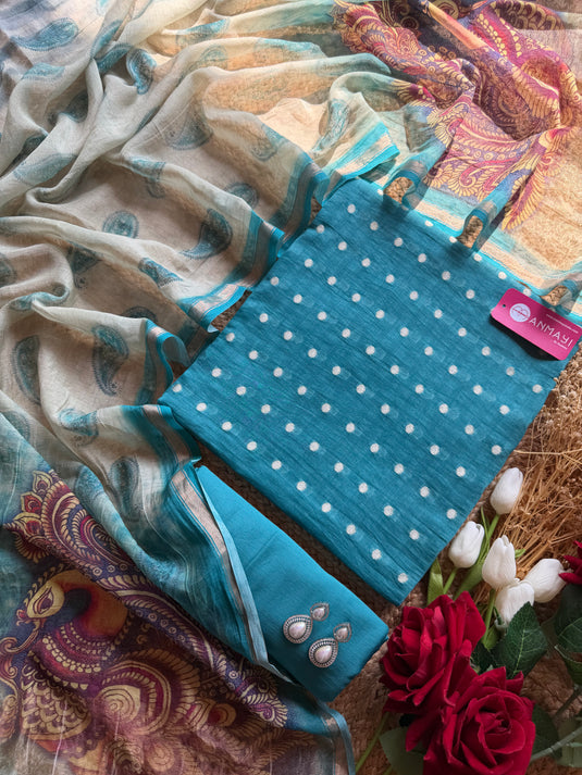 Pure Mul Banarasi with floral mul dupatta