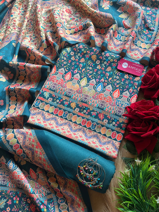 Digital coloured kani print soft spun suit