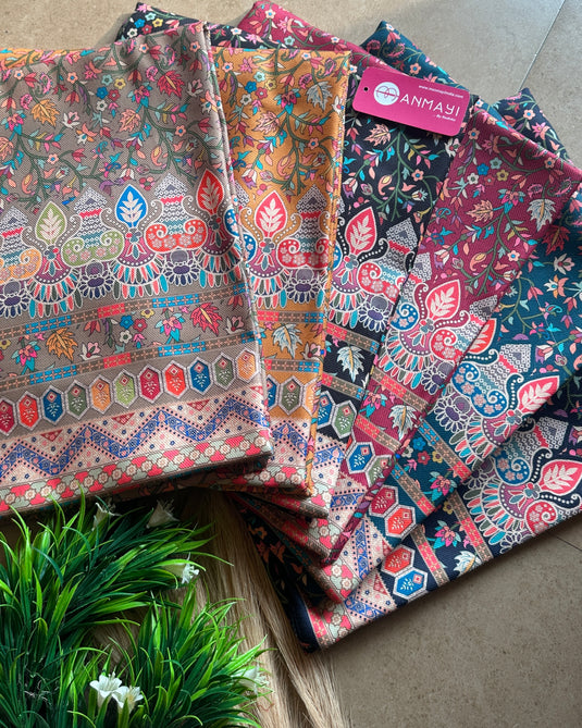 Digital coloured kani print soft spun suit