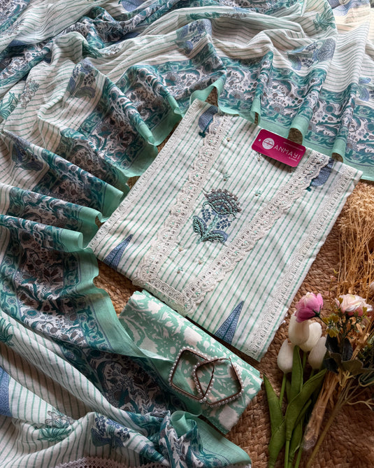 Jaipuri Block print pure cotton weave suit set