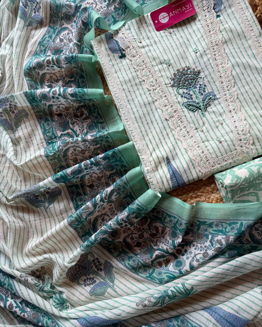 Jaipuri Block print pure cotton weave suit set