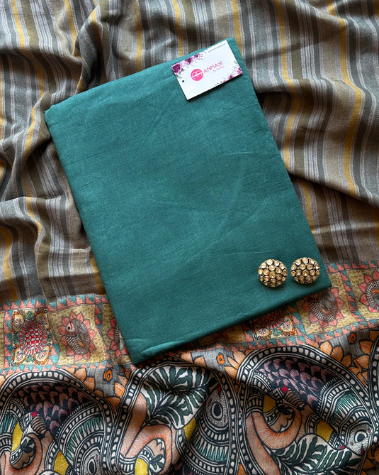 All over linen suit with Madhubani print dupatta