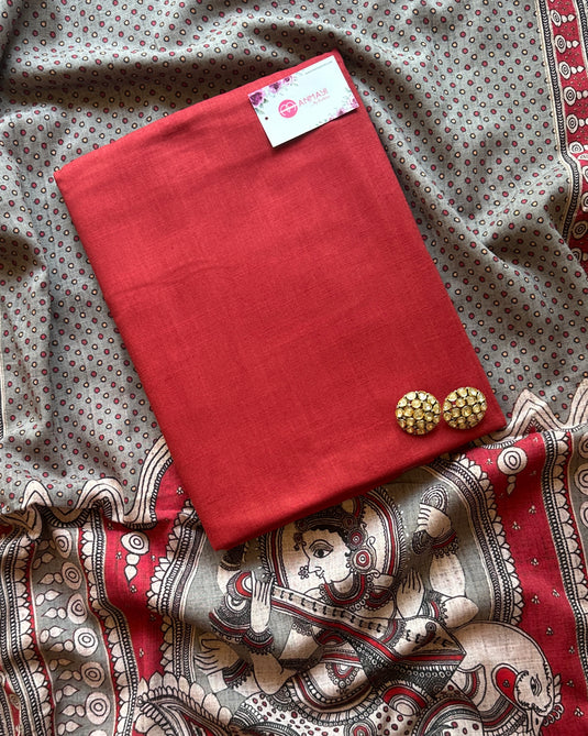 All over linen suit with Goddess print dupatta