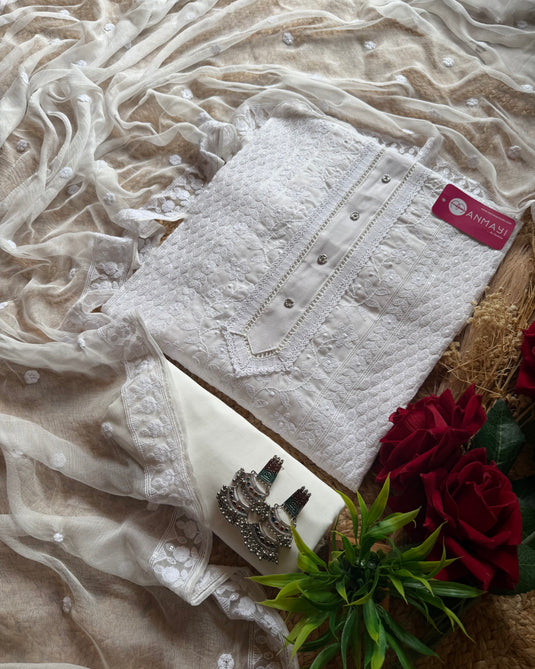 Lucknawi chikankari white suit