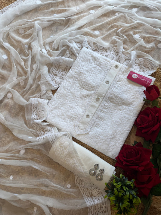 Lucknawi chikankari white suit