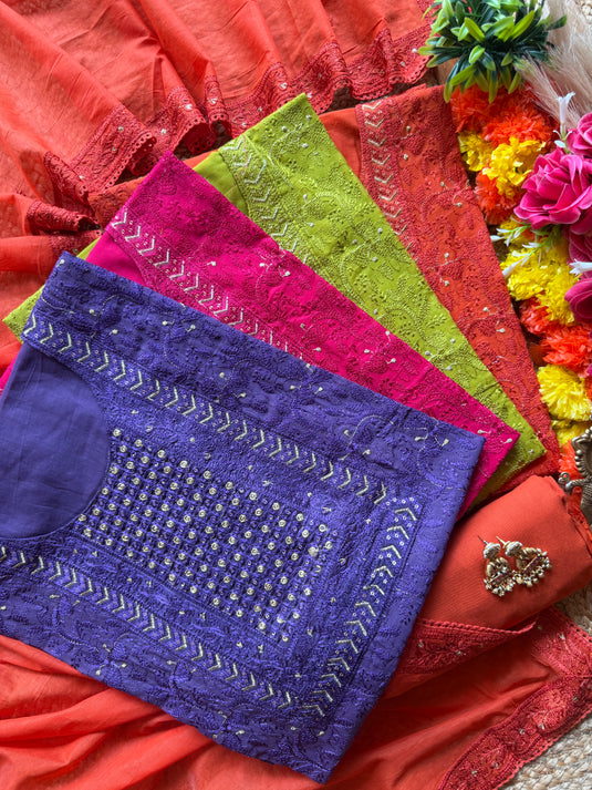 Jaal Dori work festive colour suit set