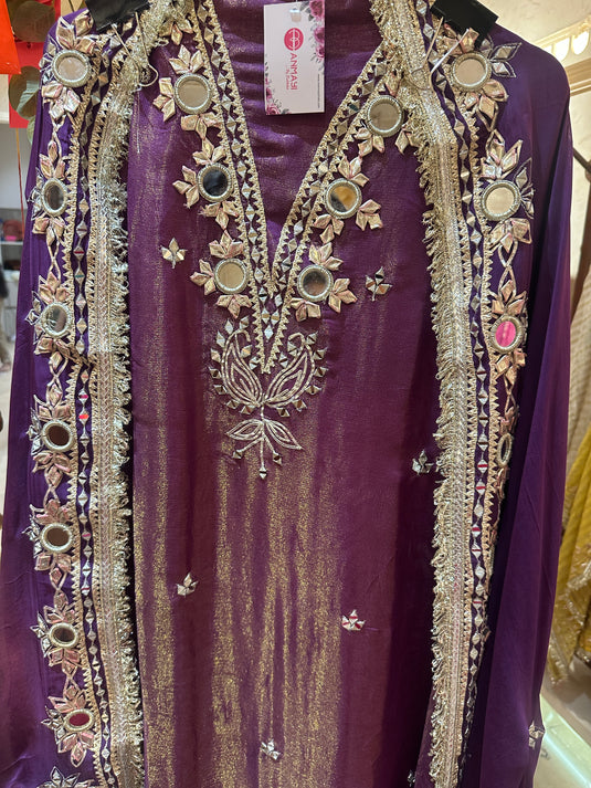 Fringe mirror detailed Burberry mirror work suit set