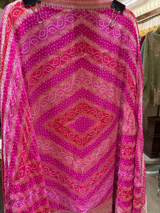 Shaded orange hot pink Khaddi Georgette suit set