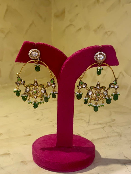 Hanging polki pearl chaandbaali
