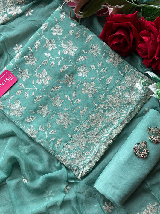 Seaquins embroidered chinnon suit sets