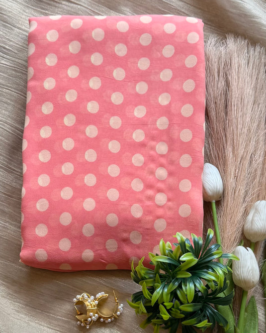 Polka dots Georgette saree with crepe blouse