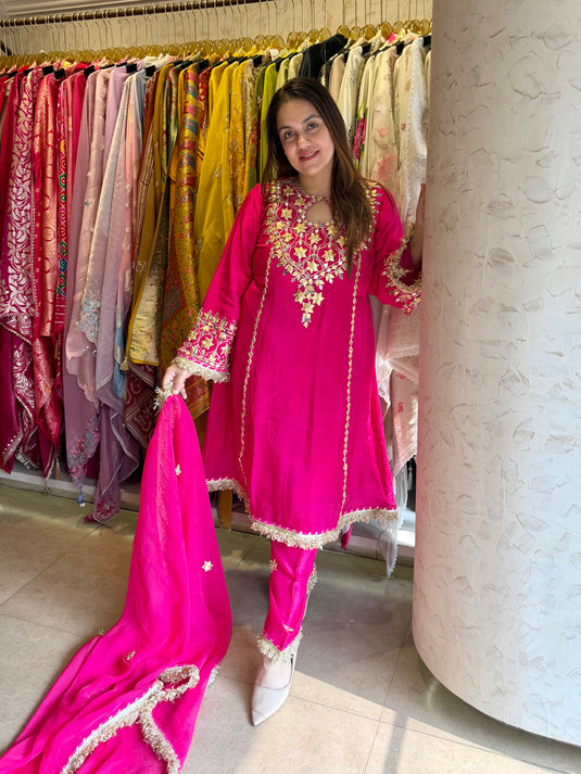 Gulabo golden gotta ready to wear work suit set with fringe lace details