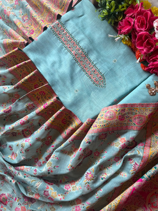 Jamdani intricate Jamawar dupatta suit set