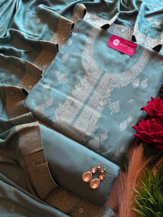 Banarasi Pashmina pine tree work suit set