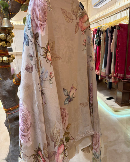 Earthy shade pakistani pure organza suit set