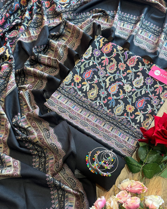 Alpine aari work outline coloured suit set