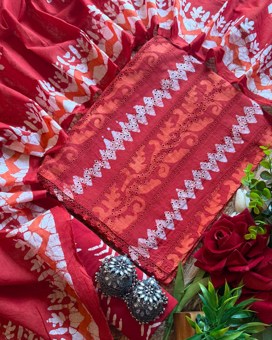 Zigzag batik hakooba pure cotton suit set