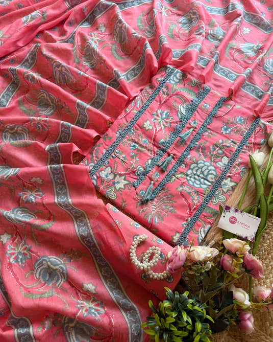 Combination lace Cambric cotton suit set
