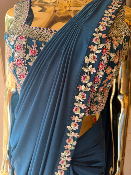 Parina drape saree with embellished stitched blouse