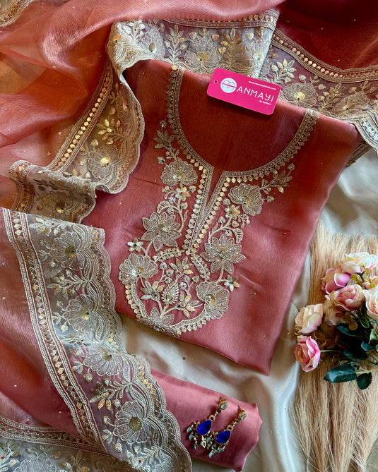 Crushed shimmer tissue intricate Dori work suit set