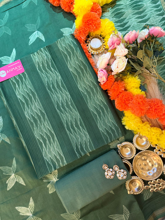 Shibori print pure mul chanderi suit set with pintex details