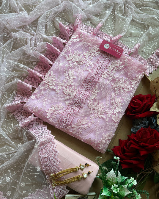 Crochet super net organza pastel suit set