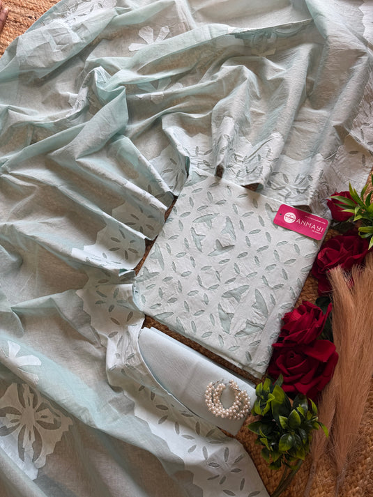 Appliqué work arkandi cotton suit set