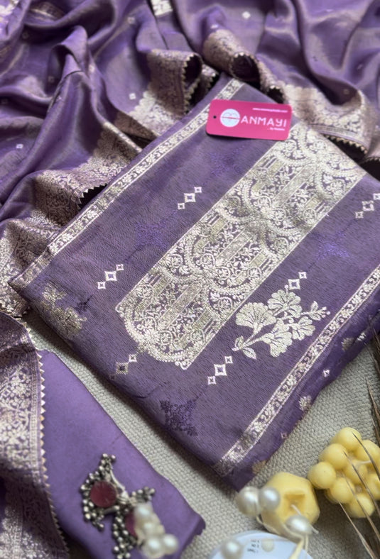 Glass tissue silk Banarasi Jacquard suit