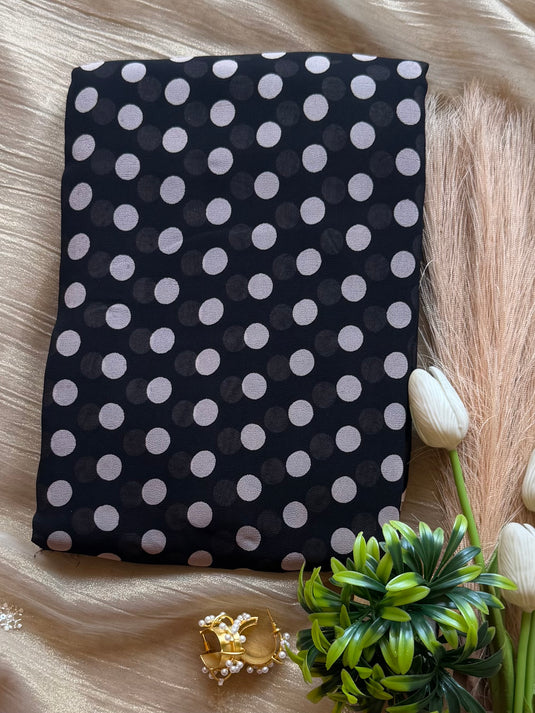 Polka dots Georgette saree with crepe blouse