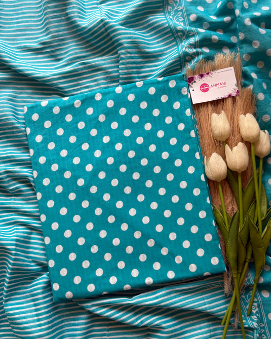Polka dots and stripes soft Cambric cotton suit set