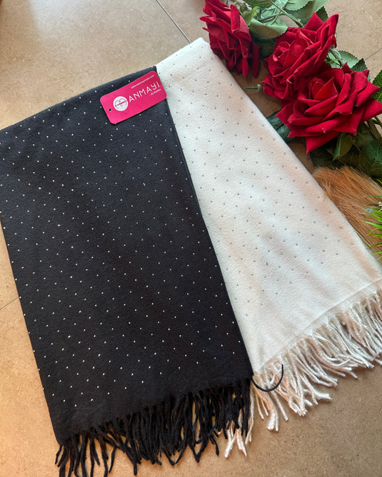 Studded black white stole