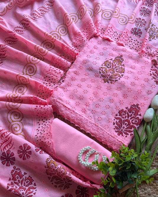 Soft cotton Hakooba block print suit set