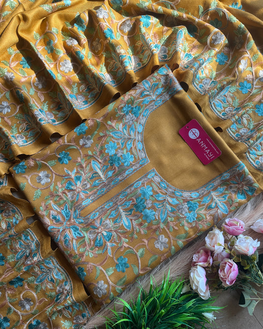 Aari work jaal woollen suit set