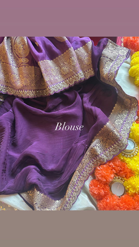Banarasi dupian silk saree with lace and tassels