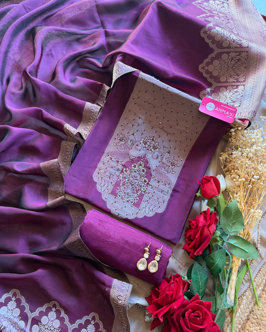 Taffeta Silk Zari weave suit set