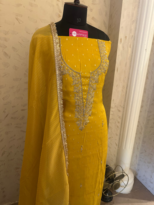 Tissue Banarasi tilla work embroidered suit set