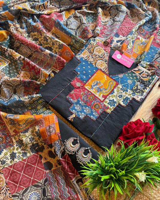 Cotton Banjara panel buttoned suit set