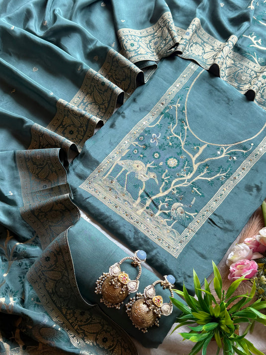 Pichwai work dolla silk suit set