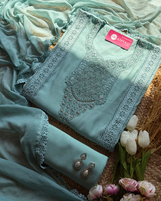 Pakistani Modal Crochet Embroidered Suit Set