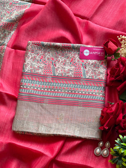 Pure Maheshwari banarasi madhubani weave suit set