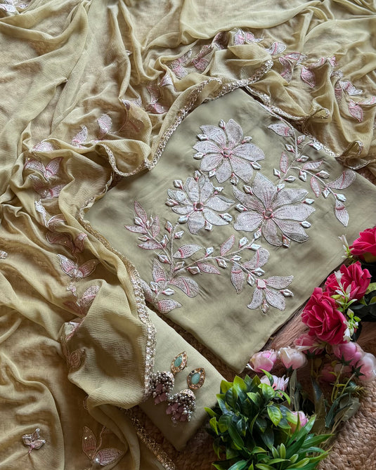 Kinari Soft organza patched suit set