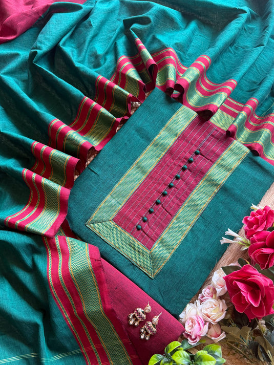 South Cotton Handloom potli neck suit set