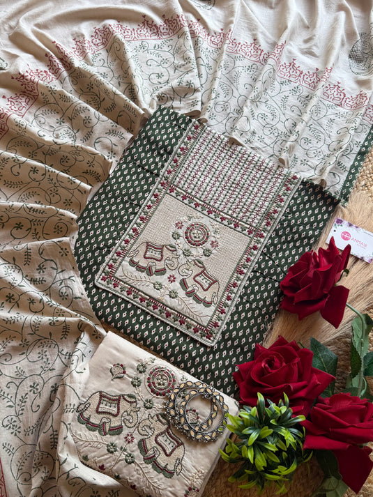 Shahi Sawari printed cotton suit set with embroidered bottom