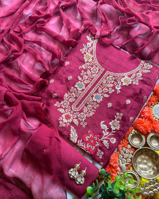 Phool aur patte dolla silk suit set
