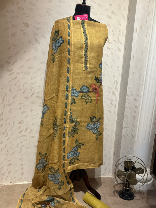 Lime garden print highlighted linen suit set