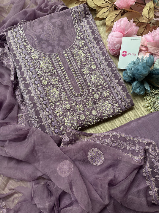 Chikankari pearls on pure georgette fabric in vibrant colours