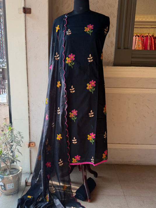 Pure cotton cross stitch embroidered suit set